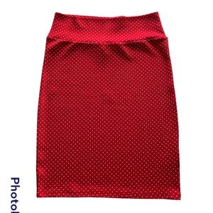 LuLaRoe M Red/White Polka Dot Cassie Pencil Skirt